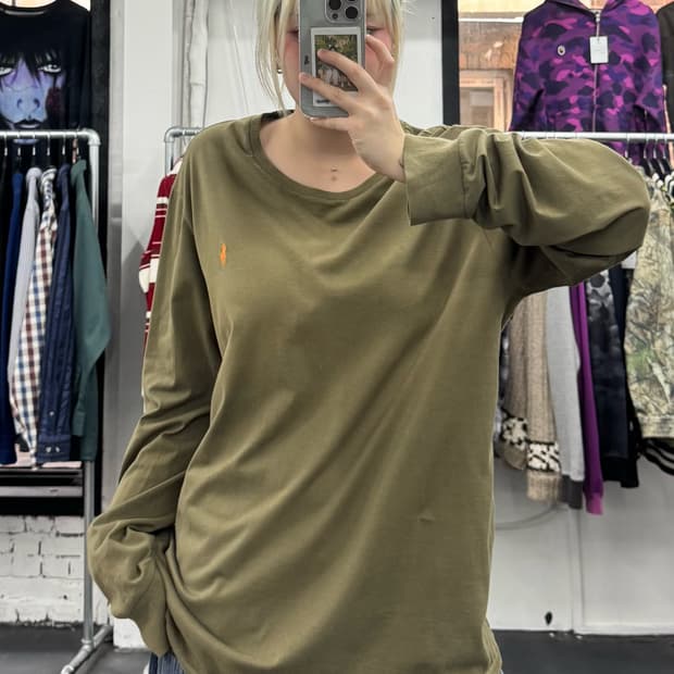 폴로 랄프로렌 카키 롱슬리브
