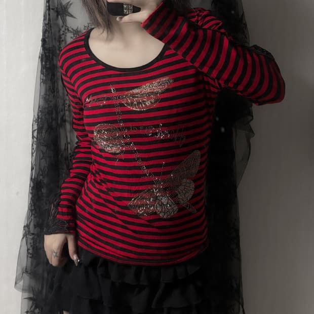 펑크 스트라이프 롱슬리브 