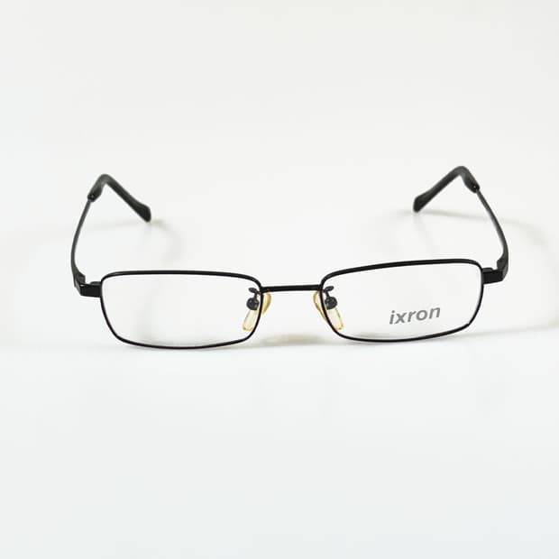 90s IXRON 블랙 메탈 슬림 스퀘어 빈티지 안경