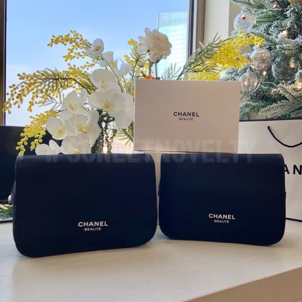 샤넬뷰티 블랙등급 여행용파우치, 고리형 파우치 블랙