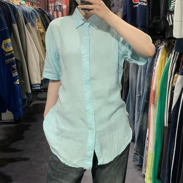 [IM] 폴로 랄프로렌 반팔 린넨 셔츠 민트