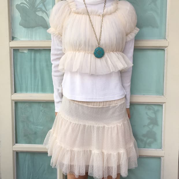 Shirring mesh blouse