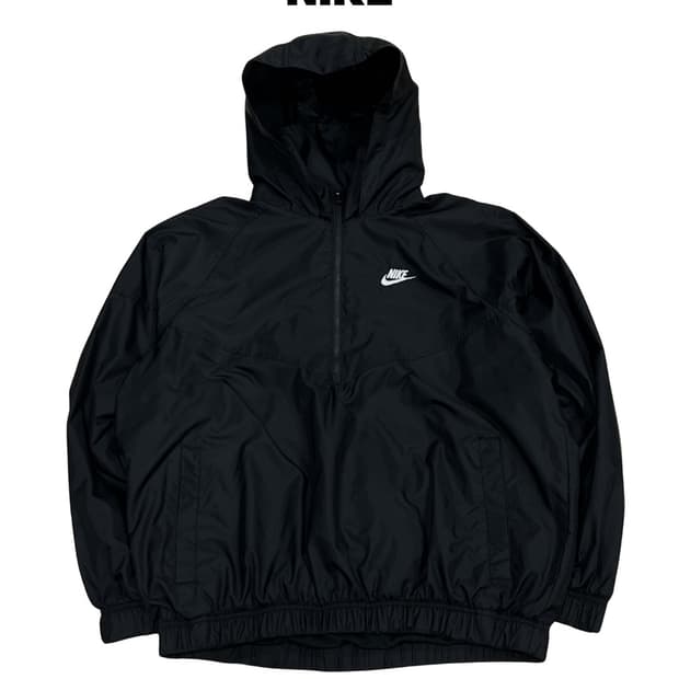 나이키 윈드러너 언라인드 우븐 아노락 블랙