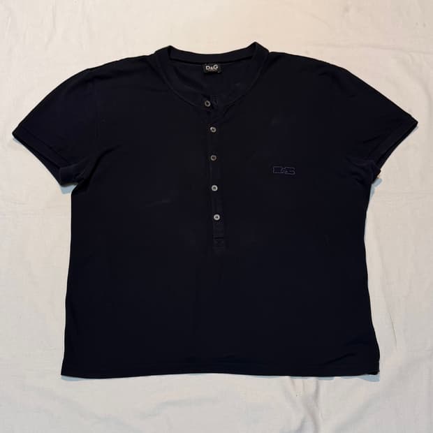 00s 돌체앤가바나 아카이브 헨리넥 티셔츠 네이비
