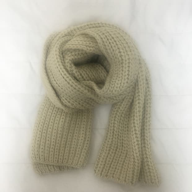 빈티지 아이보리 니트 목도리