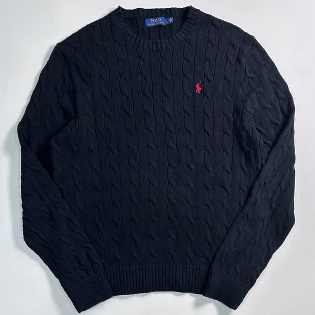 폴로 랄프로렌 블랙 케이블 니트