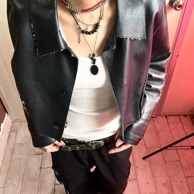 croped leather jacket