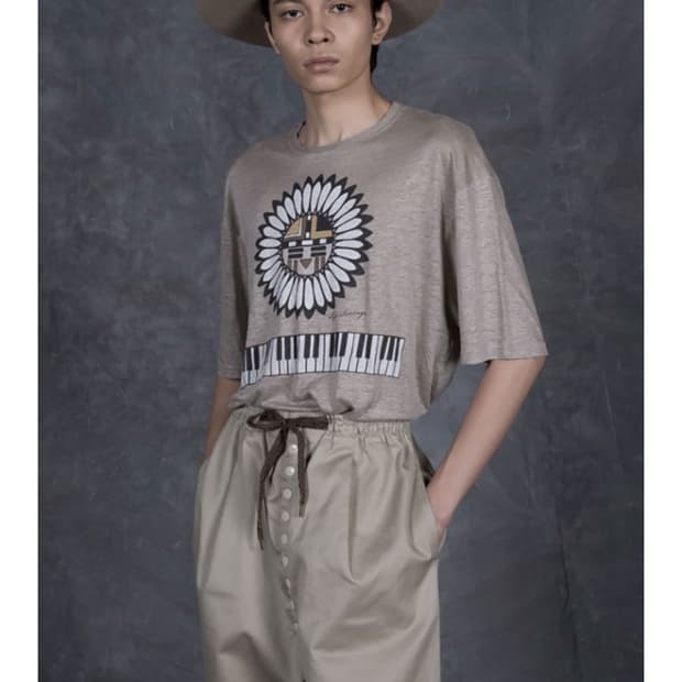 KAPITAL 캐피탈 린넨 천축 크루 티셔츠 (피아노&선페이스pt)