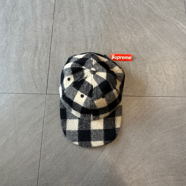 슈프림 정품 울 체크 버팔로 플래드 캡