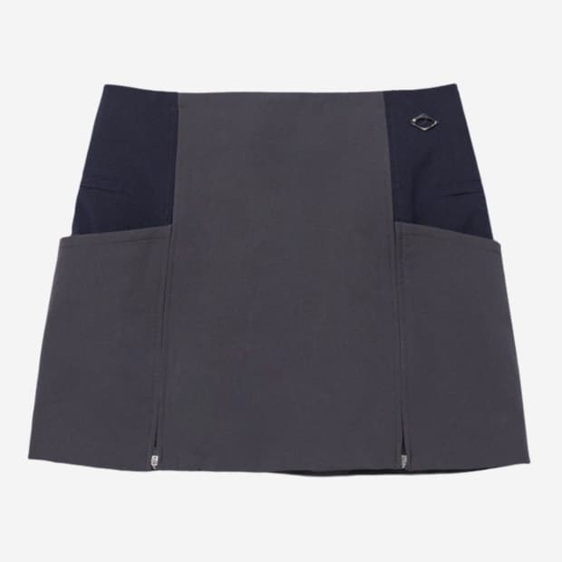미스치프 지퍼 슬릿 스커트 차콜 s