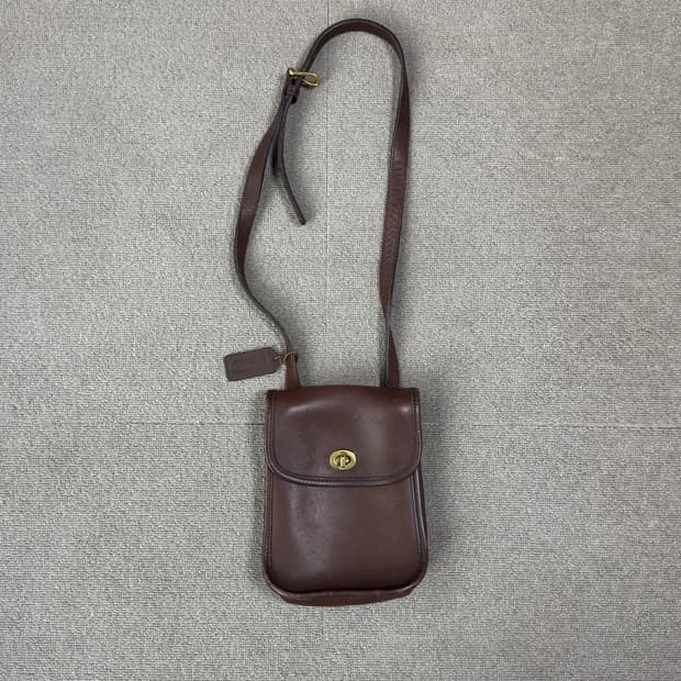 빈티지 올드 코치 글러브 탄 레더 턴락 크로스백 숄더백