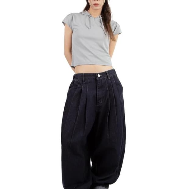 릿킴 와이드 핀턱 데님