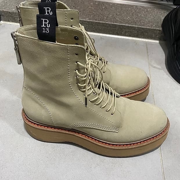 R13 베이지 싱글 스웨이드 부츠 43