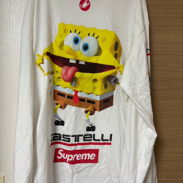 슈프림 스폰지밥 흰색 롱슬리브 L