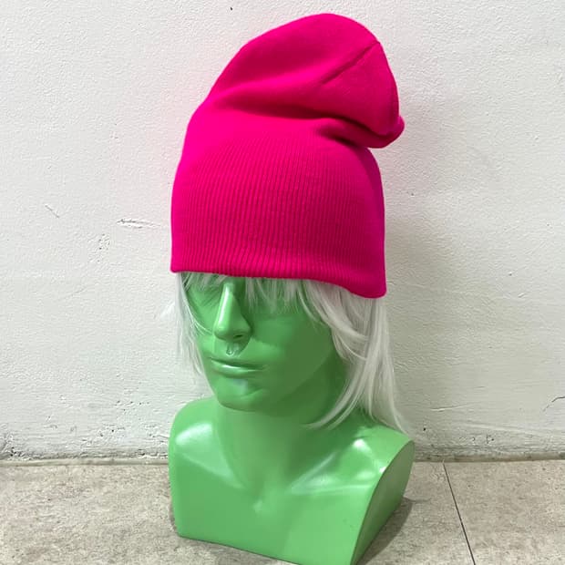 Fluorescent pink beanie 