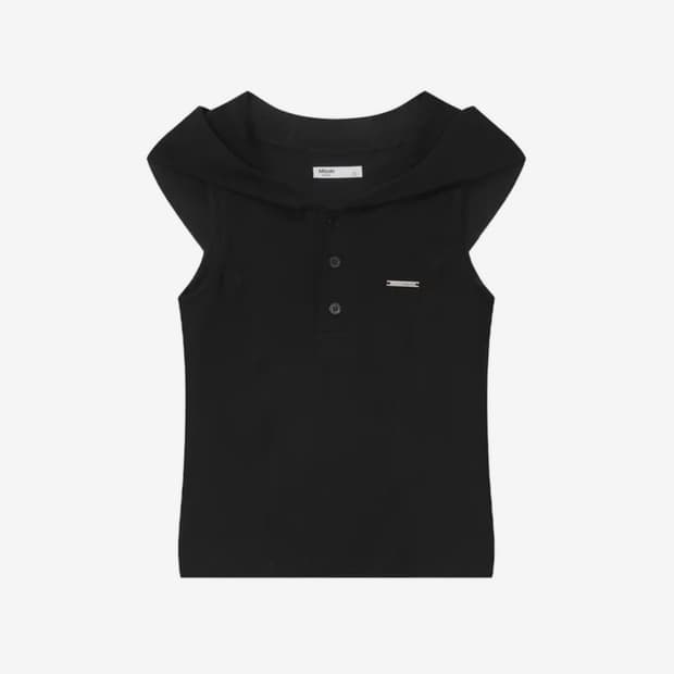 미세키서울 Line hoodie vest BLACK