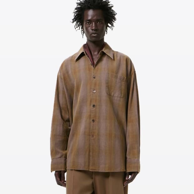 [46,48,50,52]아워레가시26ss 버로우드 체크 셔츠/브라운