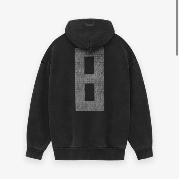 피어오브갓 8TH 프렌치 테리 8 백로고 후드 블랙