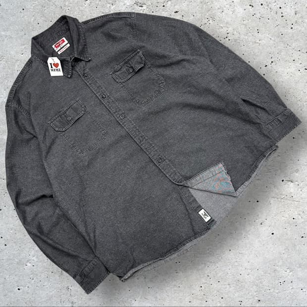 [2XL] 랭글러 투포켓 빈티지 흑청 셔츠 A466