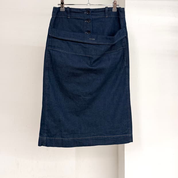 르메르 데님 와이드 프론트 포켓 미디 스커트