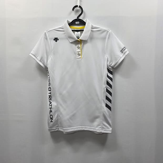 0080 데상트 스위스 트라이애슬론 반팔 폴로티 화이트 M