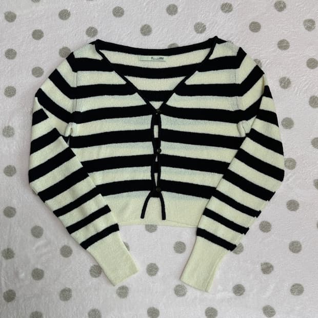 plamm 스트라이프 크롭가디건