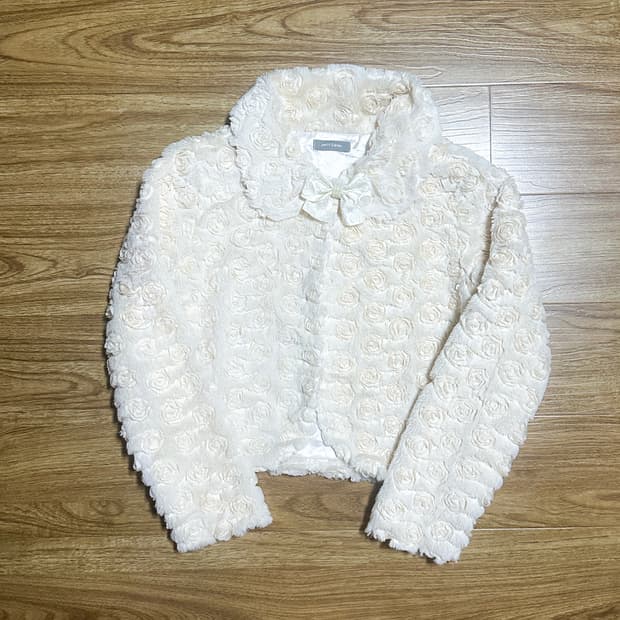 빈티지 화이트 장미 리본 달천깔 자켓 히메갸루 로걀 라떼 긱시크 모리걸