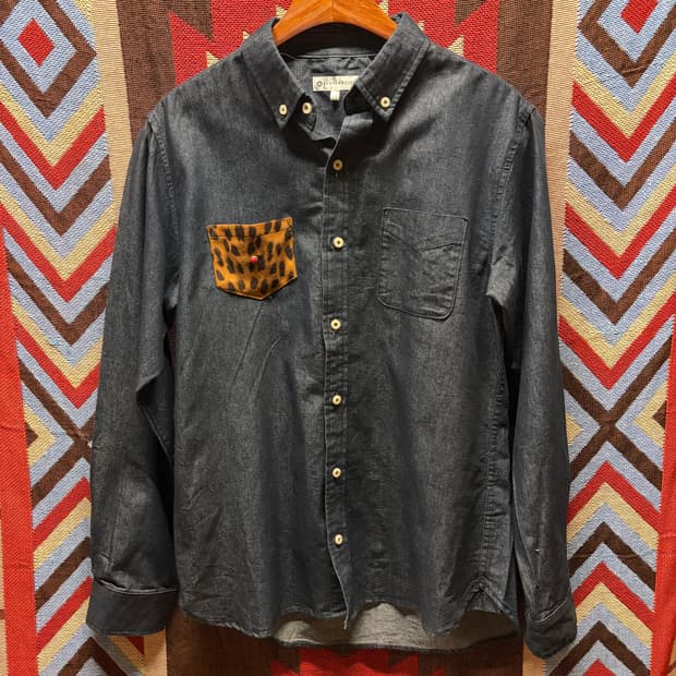 Indigo leopard stud shirt / 레오파드 콘쵸 셔츠