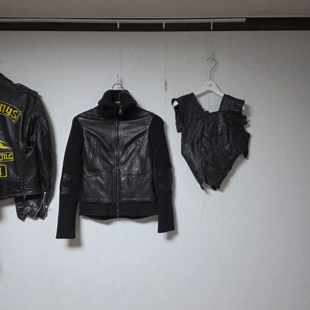 pradasports 00s leather mix biker jacket