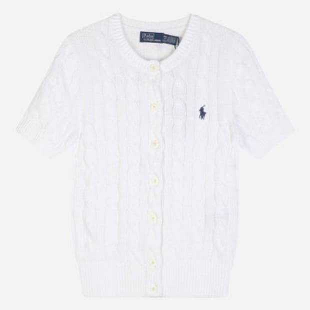 폴로 포니 반팔 케이블 니트 가디건🥛🤍