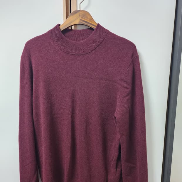 알레그리 캐시미어 모크넥 니트 와인색