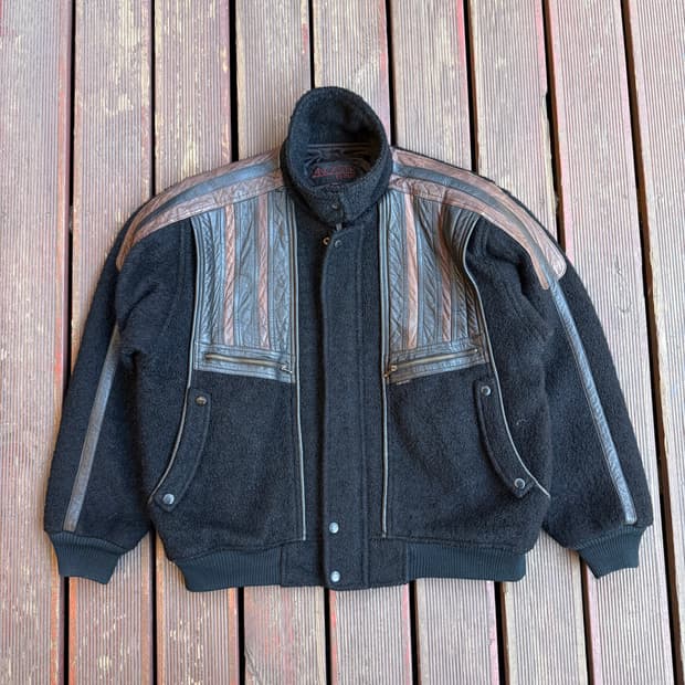 LANCASTER 털 블랙 봄버 자켓