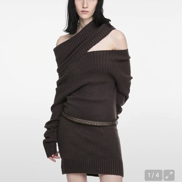 나체 2-way Shawl knit brown