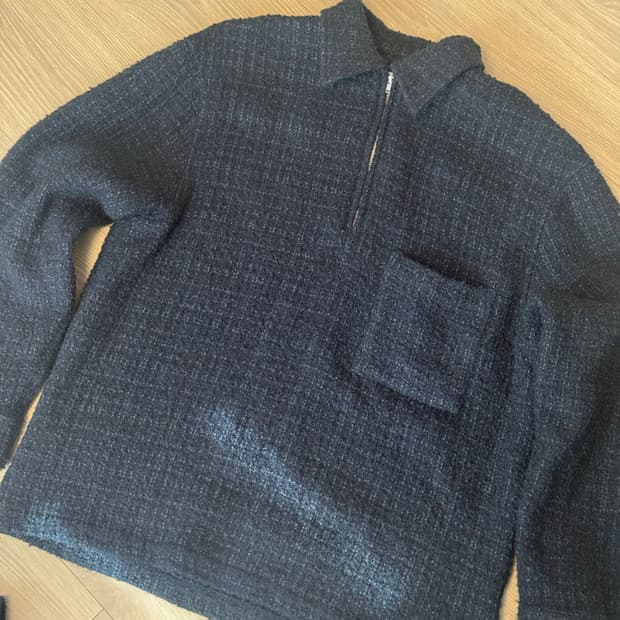 [L] 유스Youth 트위드 하프집업 셔츠 네이비