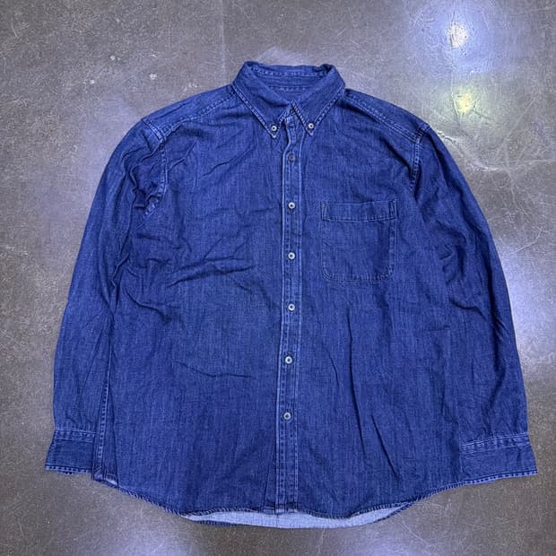 유니클로 포켓 버튼다운 캐쥬얼 데님셔츠 딥인디고 XL