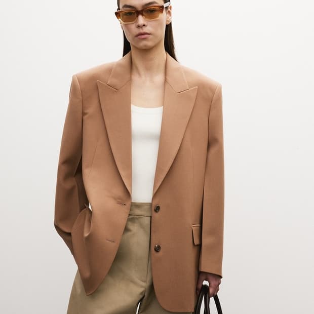 렉토 RECTO 스트럭처 울 테일러드 싱글 자켓 로즈 베이지