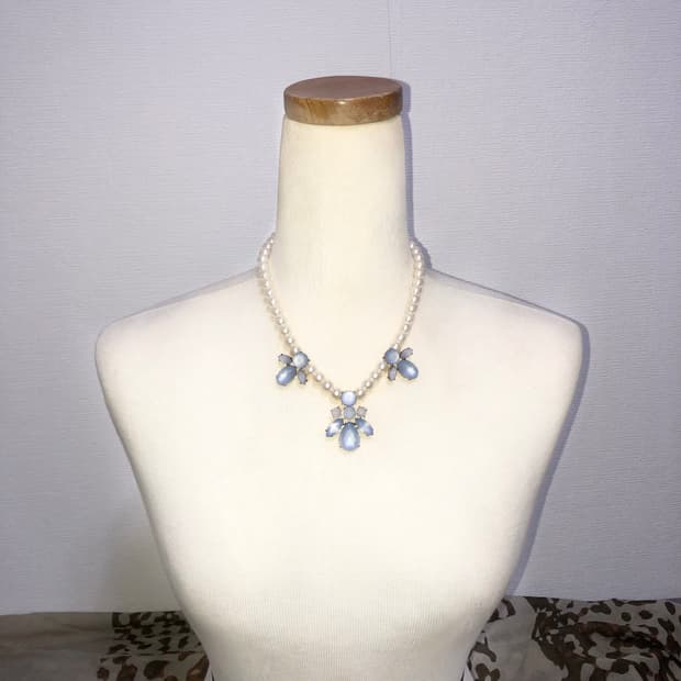 빈티지 진주 스카이 블루 목걸이 페어리 오리엔탈 모리걸