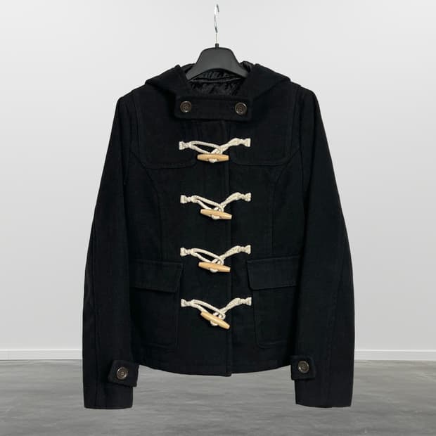 LIVIN ALONE 후드 더플 코트 