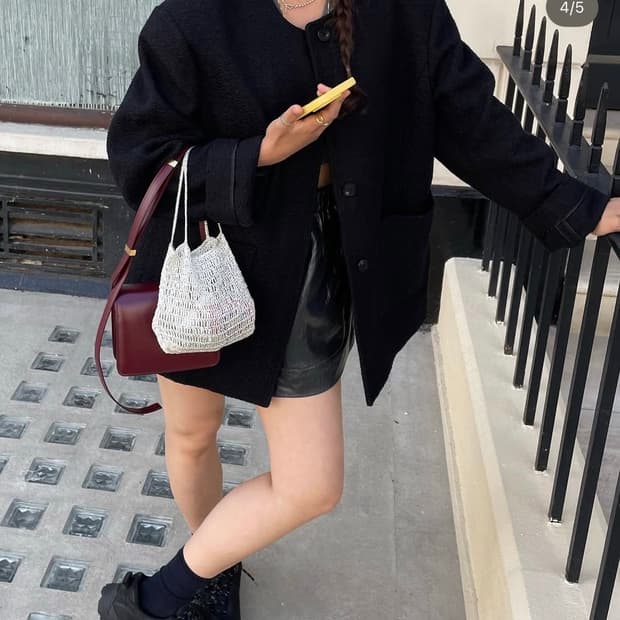 에토스 트위드 자켓 블랙