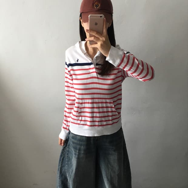 폴로 랄프로렌 스트라이프 후드티