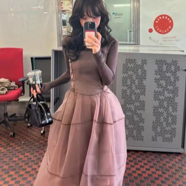 fletta 플레따 95_Lace up Organza Dress (BR)