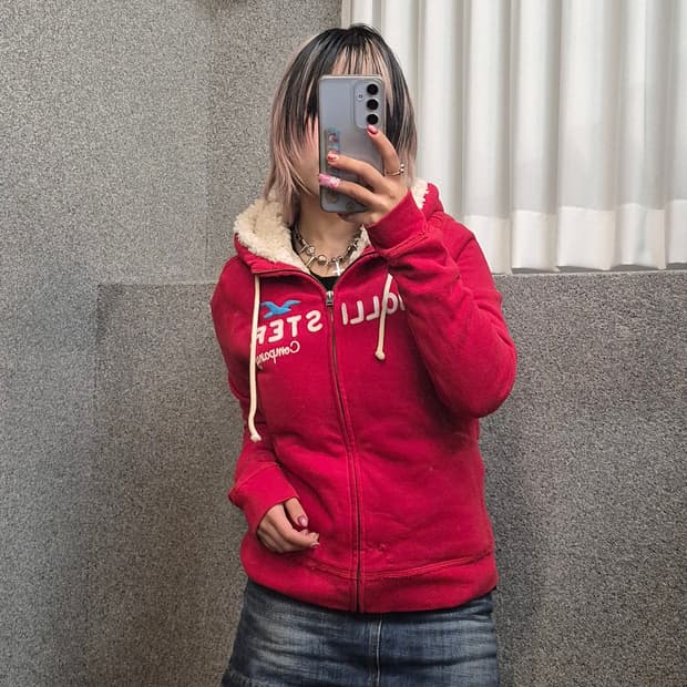 HOLLISTER RED HOODIE ZIPUP 