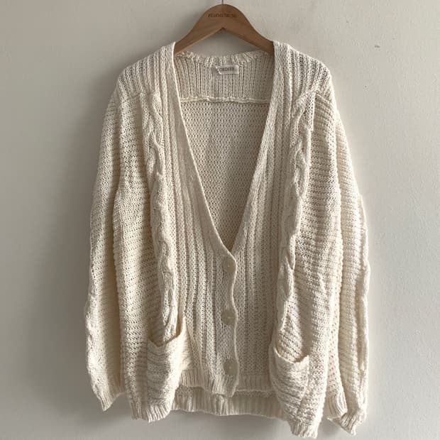 Twist Knit Loose Cardigan(Ivory