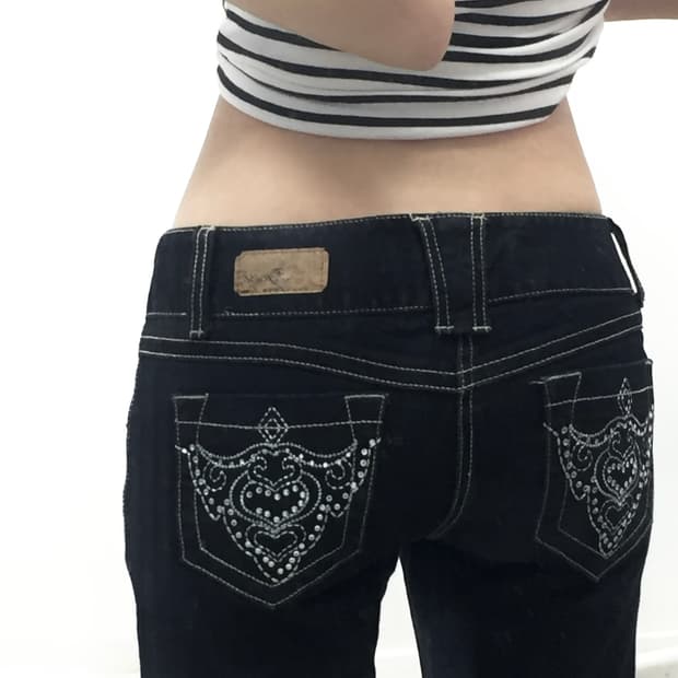 [EGOIST] 에고이스트 갸루 큐빅 y2k 부츠컷 데님 팬츠