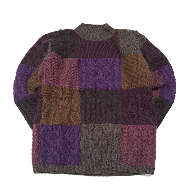 CL070 S/M 엘엘빈 멀티 블록 크레이지 패턴 패치워크 니트