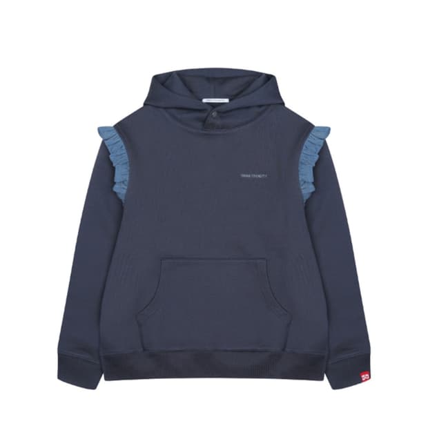 쓰리투에이티 ruffled sweat hoodie 네이비