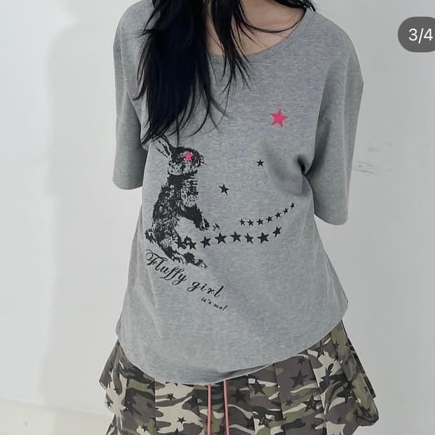 플러피하우스 Bunny boat neck t-shirt