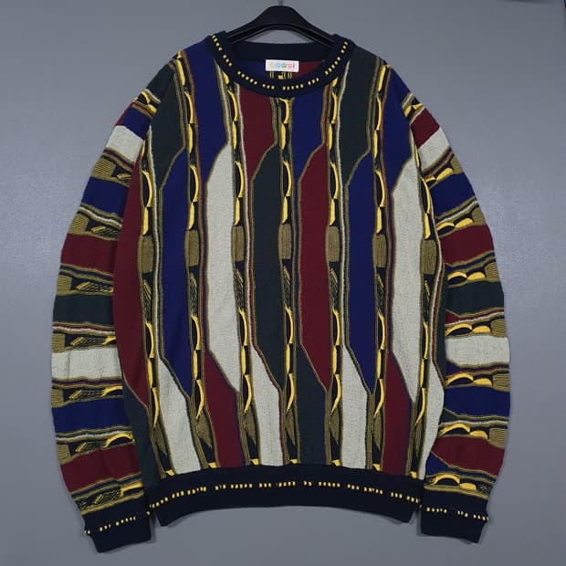 실측 XL) COGGI 코지 쿠지 테리 소재 케이블 3D 니트 스웨터