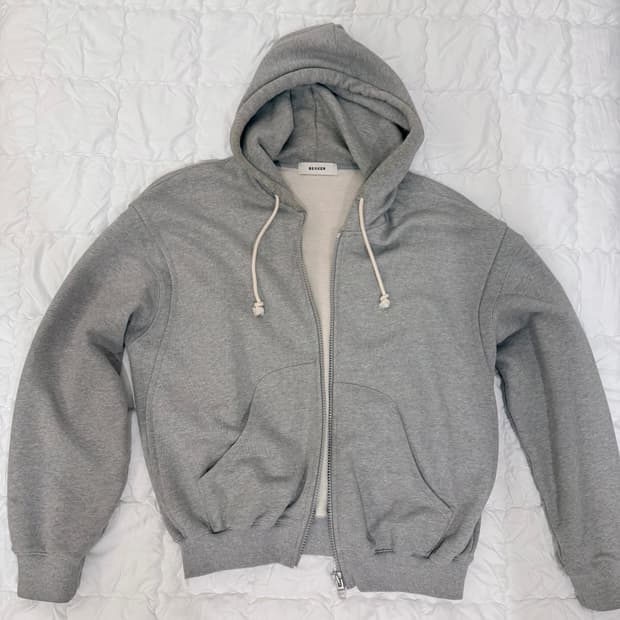 비이커 숏후드집업 멜란지그레이