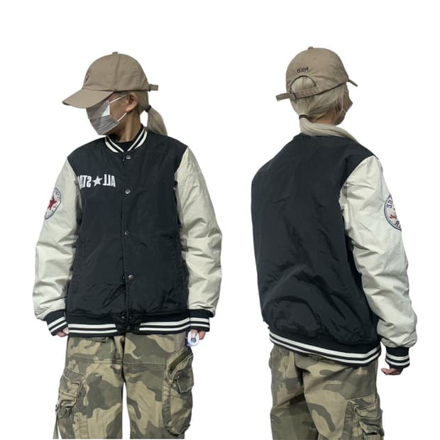 일본 빈티지 블랙 재팬 바시티 스타디움 누빔 자켓 L